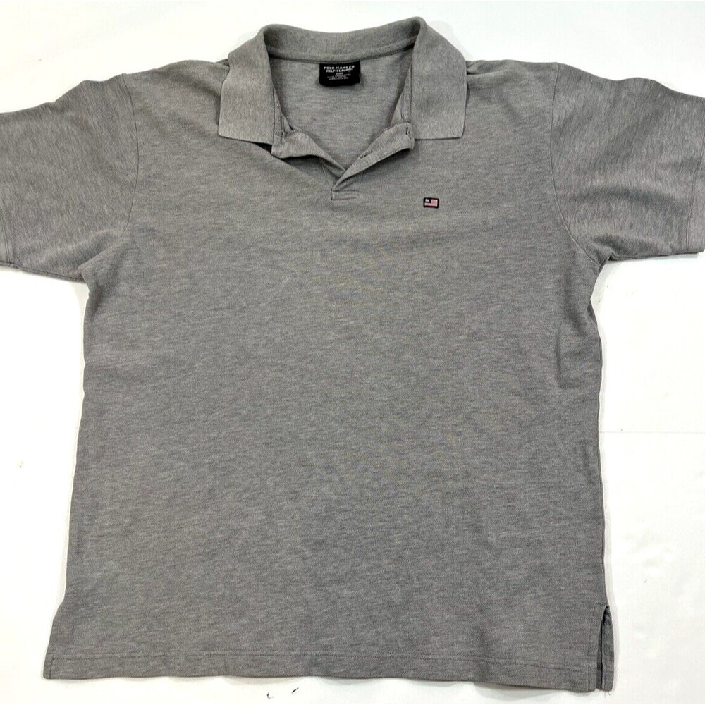 Vintage Polo Jeans Co Ralph Lauren Polo Shirt Mens Large Grey RL Flag Logo 90s